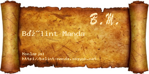 Bálint Manda névjegykártya